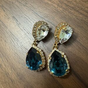 Elegant Gold and Blue Teardrop Earrings